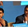 Reliance Group Chairman Anil Ambani with his son Anmol addresses the Annual General Meeting of Reliance Capital in Mumbai on Tuesday. (Photo: Kamlesh Pednekar)