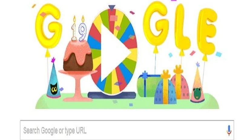 Google doodle Google on 19th birthday