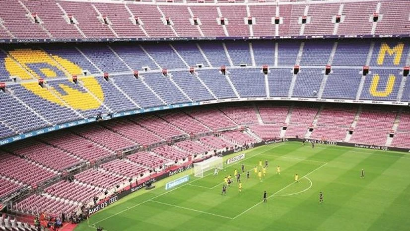 FC Barcelona's Dani Olmo to miss 4 to 5 weeks with hamstring injury | Football News The clashes prompted Barcelona to announce the Las Palmas match would be played in front of an empty Nou Camp stadium photo: reuters