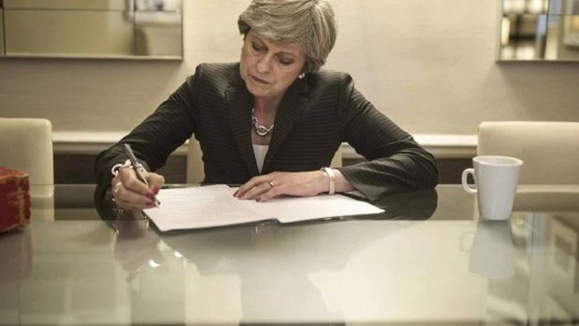 Britain's Prime Minister Theresa May prepares her speech that she will deliver Wednesday at the Conservative party conference, at the Manchester Central Convention Complex in Manchester, England. (Photo: AP| PTI) Britain's Prime Minister Theresa May prepares her speech that she will deliver Wednesday at the Conservative party conference, at the Manchester Central Convention Complex in Manchester, England. (Photo: AP| PTI)