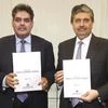 (L-R) Ajay Tyagi, Chairman, SEBI, received the Report of the Committee on Corporate Governance from Uday Kotak, Chairman of the Committee.