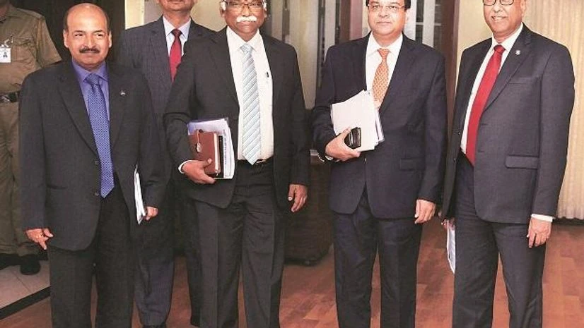 Urjit Patel, N S Vishwanathan, Michael Patra, R Gandhi, S S Mundra RBI Governor Urjit Patel (second from right) with Deputy Governor (from left) N S Vishwanathan, Executive Director Michael Patra, deputy governors R Gandhi and S S Mundra at a press conference in Mumbai after the monetary policy review meeting on Oct