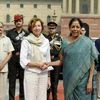 Defence  Minister Nirmala Sitharaman shakes hand with her French counterpart Florence Parly  arrival at the South Block  in New Delhi. Photo: PTI