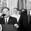 A November 2 picture of Broadcom CEO Hock E Tan speaking in the Oval Office of the White House 	Reuters