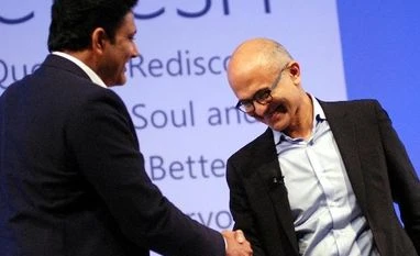 Satya Nadella, Anil Kumble Satya Nadella, Anil Kumble