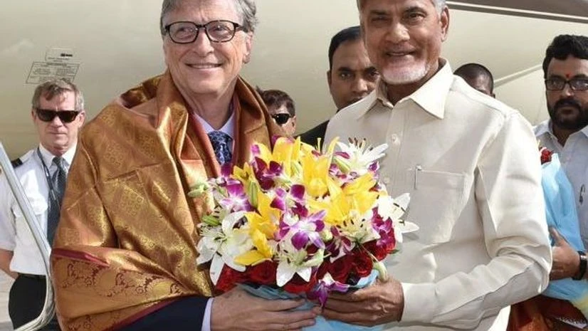 Bill Gates with Andhra Pradesh CM N Chandrababu Naidu. File Photo: Dalip Kumar Bill Gates with Andhra Pradesh CM N Chandrababu Naidu. File Photo: Dalip Kumar