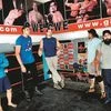 Shanky Singh (second from left) and Super Khalsa (far right) with Khali during training at Continental Wrestling Entertainment Academy in Jalandhar, Punjab. Photo: Ajay Mohanty