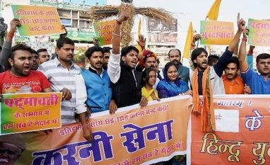 Karni Sena vandalises school for using 'Padmaavat' track in annual function Rashtriya Rajput Karni Sena activists, Karni Sena, Rajput activists