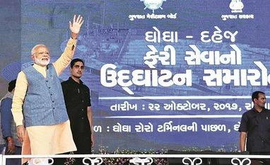 No newspaper ads in Gujarat on December 8, 9 without clearance: EC Prime Minister Narendra Modi at a public meeting in Ghogha, Gujarat. Photo: PTI