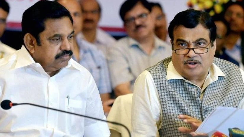 Nitin Gadkari, Tamil Nadu CM K Palaniswami, Gadkari, Palaniswami Nitin Gadkari, Tamil Nadu CM K Palaniswami, Gadkari, Palaniswami