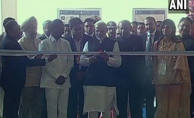 PM Modi flags off first Hyderabad Metro train from Miyapur, takes a ride PM Modi flags off first Hyderabad Metro train from Miyapur, takes a ride