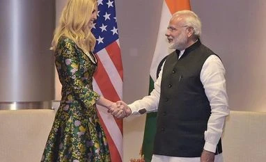 GES 2017: PM Modi, Ivanka Trump praise 'Shakti' of women; key highlights Prime Minister Narendra Modi shakes hands with Ivanka Trump, the Advisor to the President of United States, on the sidelines of the Global Entrepreneurship Summit-2017 in Hyderabad. Photo: PTI