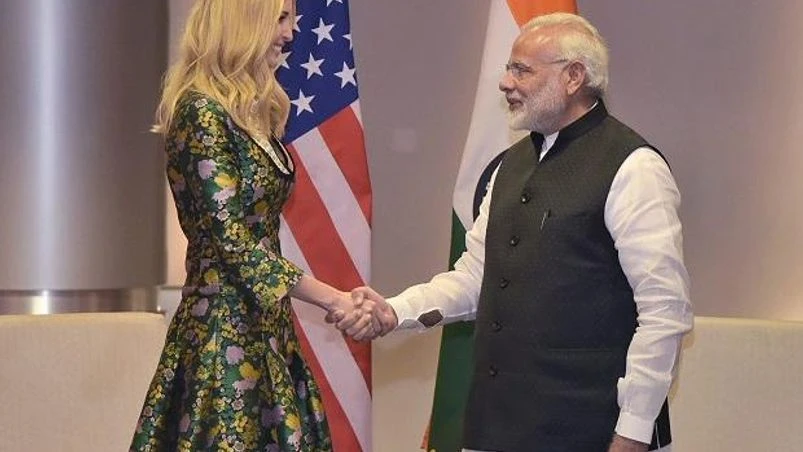 Prime Minister Narendra Modi shakes hands with Ivanka Trump, the Advisor to the President of United States, on the sidelines of the Global Entrepreneurship Summit-2017 in Hyderabad. Photo: PTI Ivanka Trump, Narendra Modi