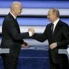 FIFA president Gianni Infantino, left, and Russian President Vladimir Putin shakes hands at the 2018 soccer World Cup draw in the Kremlin in Moscow, Friday, Dec. 1, 2017. AP/PTI