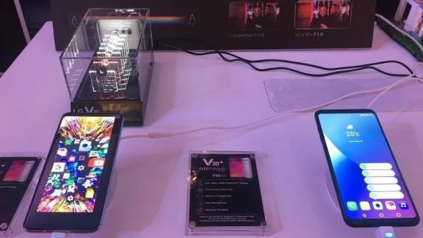 LG 30+ smartphones The LG 30+ smartphones on display at the launch event in New Delhi. Photo: Aparna Banerjea