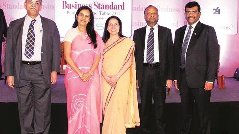 From left: Former RBI deputy governor K C Chakrabarty, ICICI Bank MD & CEO Chanda Kochhar, Standard Chartered Bank India CEO Zarin Daruwala, SBI Chairman Rajnish Kumar, and Union Bank of India MD & CEO Rajkiran Rai G at the Business Standard Banking From left: Former RBI deputy governor K C Chakrabarty, ICICI Bank MD & CEO Chanda Kochhar, Standard Chartered Bank India CEO Zarin Daruwala, SBI Chairman Rajnish Kumar, and Union Bank of India MD & CEO Rajkiran Rai G at the Business Standard Banking