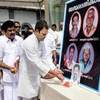 Congress president-elect Rahul Gandhi paying tribute to the fishermen  who lost their lives during Cyclone Ockhi