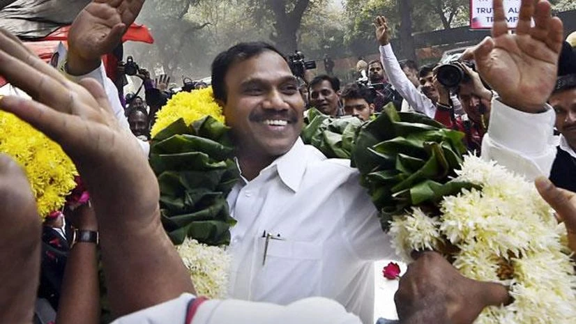 Former Telecom minister A Raja waves at his supporters after he was acquitted by a special court in the 2G scam case, in New Delhi Former Telecom minister A Raja waves at his supporters after he was acquitted by a special court in the 2G scam case, in New Delhi