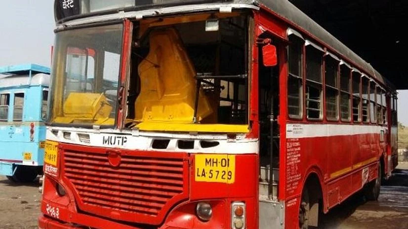 Damaged BEST buses during protest in Mumbai. Photo: @Pravinshetra twitter handle Damaged BEST buses during protest in Mumbai. Photo: @Pravinshetra twitter handle