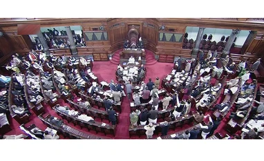 Unprecedented scene in Rajya Sabha; House adjourned 11 times in a day A view of the Rajya Sabha in New Delhi. Photo: PTI