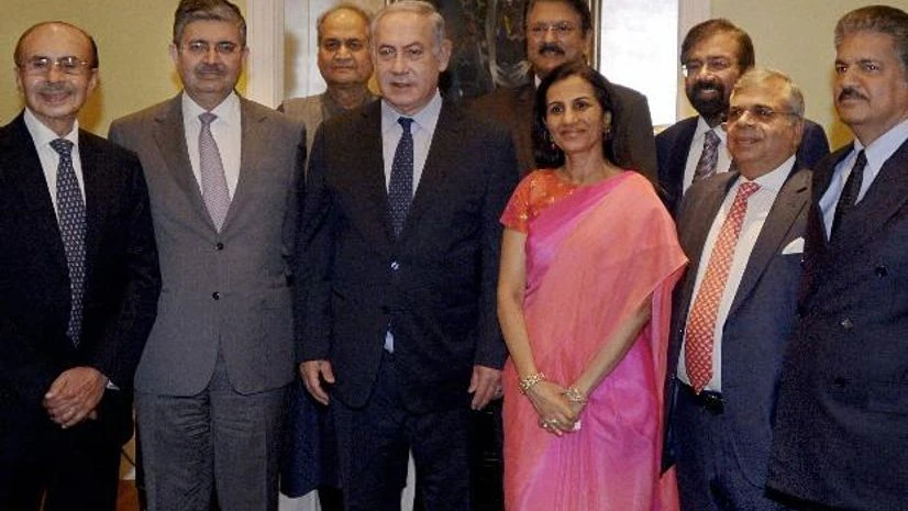 Benjamin Netanyahu, Adi Godrej, Uday Kotak, Rahul Bajaj, Ajay Piramal, Chanda Kochhar, Harsh Goenka, Ashok Hinduja, Anand Mahindra Benjamin Netanyahu, Adi Godrej, Uday Kotak, Rahul Bajaj, Ajay Piramal, Chanda Kochhar, Harsh Goenka, Ashok Hinduja, Anand Mahindra