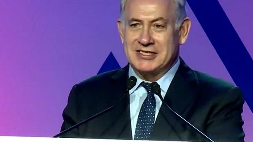 Netanyahu speaking at the event. Photo: Twitter Netanyahu speaking at the event. Photo: Twitter