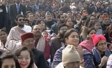 R-Day: Rahul Gandhi takes 6th row, Cong says govt playing 'cheap politics' Rahul Gandhi , Congress President, Republic Day celebration, RDay, Republic Day Parade,Leader of Opposition,Ghulam Nabi Azad,H D Deve Gowda,Manmohan Singh,69th Republic Day,Smriti Irani,Amit Shah,Ghulam Nabi Azad, BJP, government