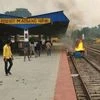 Protesters clashed with the police at the Maibong railway station