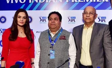 Shukla slams critics after IPL is accused as front for money laundering Kings XI Punjab co-owner Priety Zinta, IPL Chairperson Rajiv Shukla, BCCI secretary Amitabh Choudhary pose for a photograph during a press conference at the side line of the IPL auction 2018. Photo: PTI