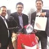 From left: Farhaan Shabbir, president and co-founder, Twenty Two Motors; Parveen Kharb, CEO and co-founder, and Vijay Chandrawat, COO and co-founder,  with the FLOW