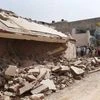 NDRF and SDRF personnel carry out rescue work after collapse of a building due to a gas cylinder blast in Beawar, Rajasthan.