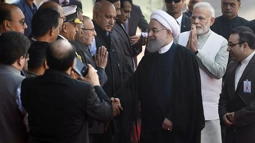 Hassan Rouhani Prime Minister Narendra Modi introduces Indian dignitaries and officials to Iranian President Hassan Rouhani during the latter's ceremonial reception at Rashtrapati Bhavan in New Delhi. (Photo PTI)