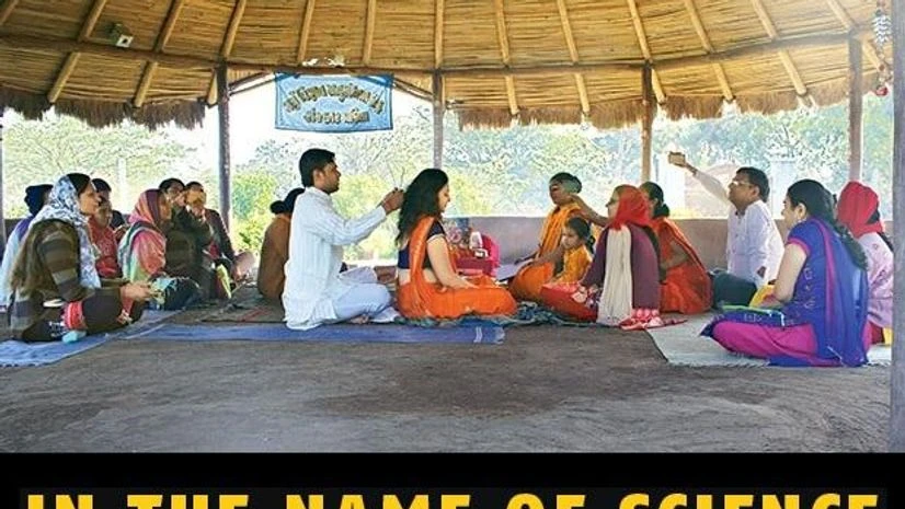 Mihir and Bindu Makadia, a couple from Rajkot, perform a yagna ceremony, a part of garbh sanskar to have an uttam santati (‘superior child’). Photos: Ankur Paliwal Mihir and Bindu Makadia, a couple from Rajkot, perform a yagna ceremony, a part of garbh sanskar to have an uttam santati (‘superior child’). Photos: Ankur Paliwal