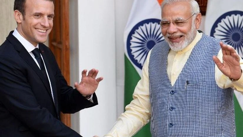 Prime Minister Narendra Modi shakes hands with French President Emmanuel Macron | File photo Emmanuel Macron