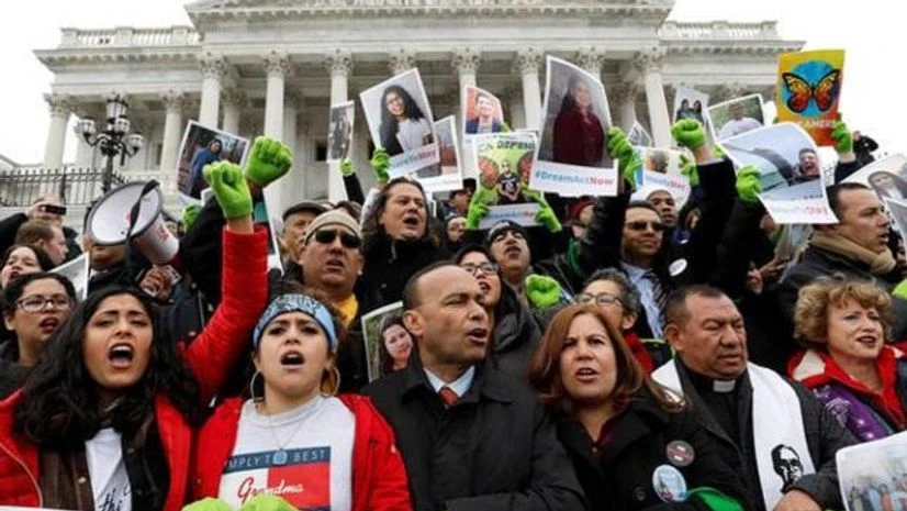 DREAM ON: Supporters of the Dreamers rally on the steps of the Senate in Washington DREAM ON: Supporters of the Dreamers rally on the steps of the Senate in Washington
