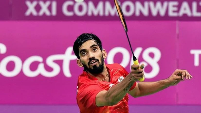 kidambi, srikanth, badminton India's Srikanth Kidambi returns to Sri Lanka's Niluka Karunaratne during the badminton men's singles round of 16 match at the Commonwealth Games 2018 in Gold Coast, on Thursday