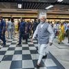 Prime Minister Narendra Modi at a Delhi Metro station before a ride on his way to inaugurate Ambedkar National Memorial at 26 Alipur Road, Delhi Friday