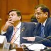 ecretary, Department of Economic Affairs, S.C. Garg with RBI Governor Urjit Patel  participating in BRICS Finance Ministers and Central Bank Governors Meeting, during 2018 Spring Meetings of the International Monetary Fund, in Washington. Photo: PTI