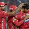 Kings XI Punjab's bowler Ankit Rajpoot celebrates with captain R Ashwin after taking wicket of Sunrisers Hyderabad's batsman Kane Williamson during an IPL T 20 cricket match in Hyderabad on Thursday. Photo: PTI