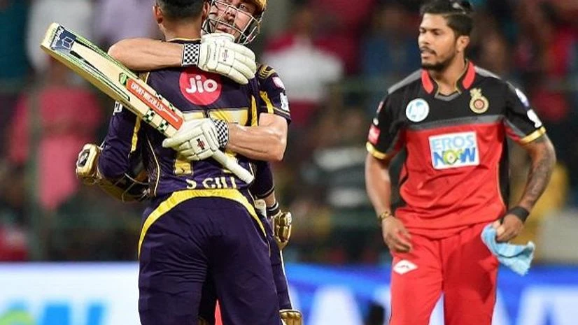 kkr, chris lynn Kolkata Knight Riders Chris Lynn and Subhuman Gill celebrates win over Royal Challengers Bangalore during IPL 2018 match at Chinnaswamy Stadium in Bengaluru on Sunday