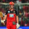 Royal Challengers Bangalore AB De Villiers celebrates his fifty runs during the IPL 2018 match against Chennai Super Kings at Chinnaswamy Stadium in Bengaluru on Wednesday.  Photo: PTI