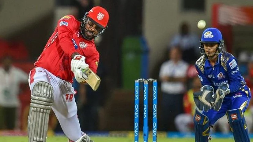 Kings XI Punjab player Chris Gayle plays a shot during an IPL 2018 match against Mumbai Indians at Holkar Stadium in Indore. Photo: PTI Kings XI Punjab player Chris Gayle plays a shot during an IPL 2018 match against Mumbai Indians at Holkar Stadium in Indore. Photo: PTI