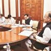 Finance Minister Arun Jaitley (right) during the GST Council meeting. (Photo: twitter)