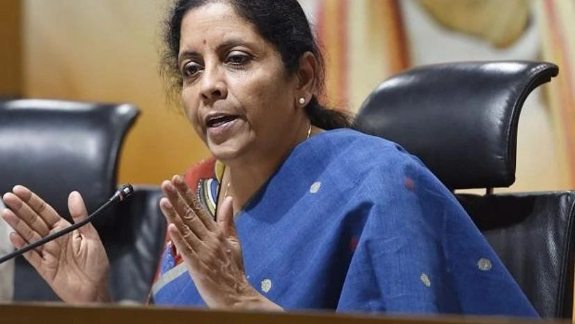 Nirmala Sitharaman Defence Minister addresses the press at BJP headquarters.