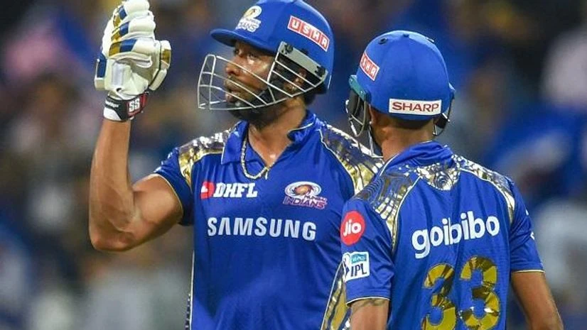 MI vs KXIP, IPL 2018, Mumbai Indians' Kieron Pollard celebrates his half-century against Kings XI Punjab during their IPL T20 cricket match in Mumbai. Photo: PTI MI vs KXIP, IPL 2018, Mumbai Indians' Kieron Pollard celebrates his half-century against Kings XI Punjab during their IPL T20 cricket match in Mumbai. Photo: PTI
