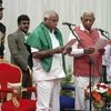 Karnataka Governor Vajubhai Vala administers oath to Bharatiya Janata Party (BJP) leader B S Yeddyurappa as Chief Minister of the state at a ceremony in Bengaluru. (Photo: PTI)