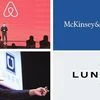 (Left top and below) Founders of Airbnb Brian Chesky, Joe Gebbia and Nathan Blecharczyk; Uber co-founder Travis Kalanick; (right top and below) McKinsey & Company’s acquisition of LUNAR