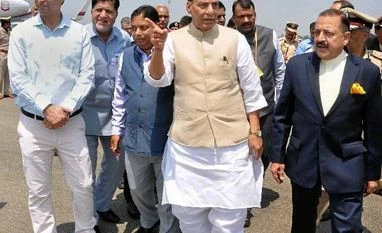 Rajnath arrives on 2-day visit to J&K, traffic comes to a halt in Srinagar Rajnath Singh