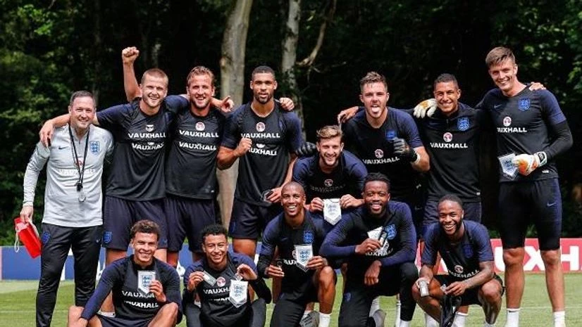 England squad after a practice match England football team during a practice session