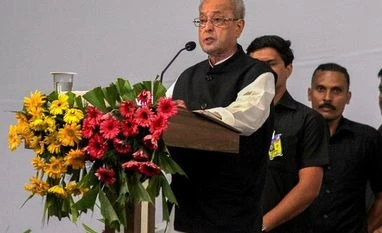 Condition of Mukherjee remains unchanged, is in deep comatose: Hospital Former president Pranab Mukherjee speaks during the closing ceremony of ‘Tritiya Varsha Sangh Shiksha Varg’, an (RSS) event to mark the conclusion of a three-year training camp for Swayamsevaks. |Photo :PTI
